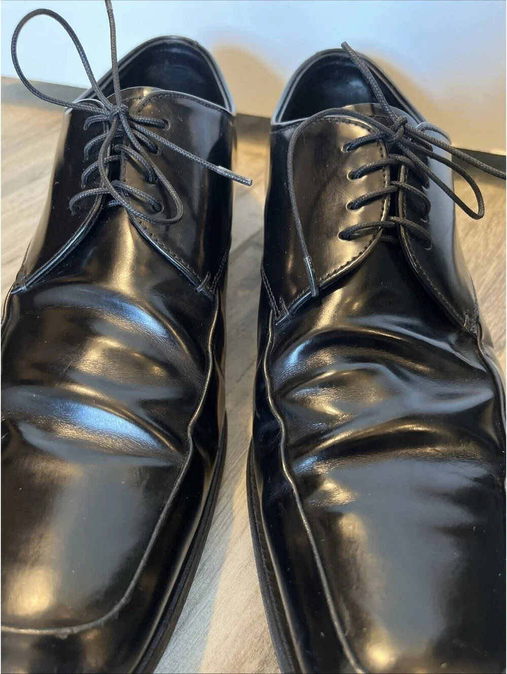 PRADA MENS BLACK DRESS OXFORD SHOES SIZE 9.5 MADE IN ITALY GOOD CONDITION!